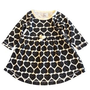 Touched By Nature Organic Cotton Hearts Dress 6-9 Months Baby Girl Long Sleeve